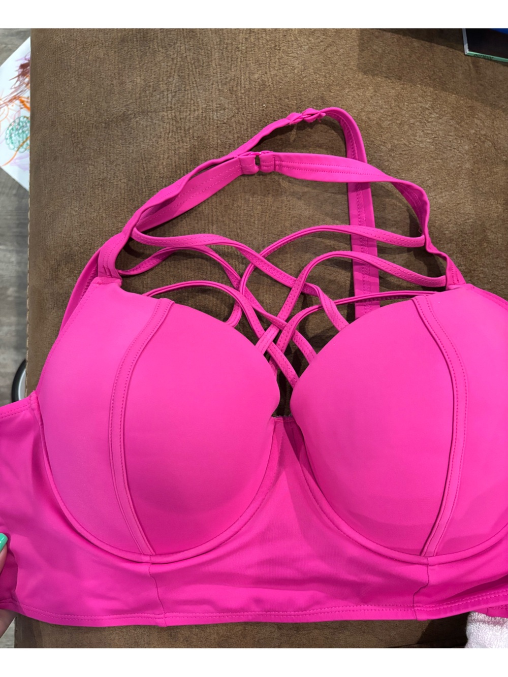 Torrid Hot Pink Strappy bikini top size 2
